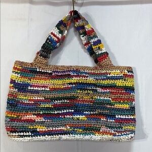 🍌 Multicolor up-cycled plastic bag two strap Tote Bag